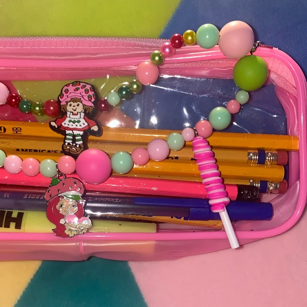 Pencil case beaded with Strawberry Charm